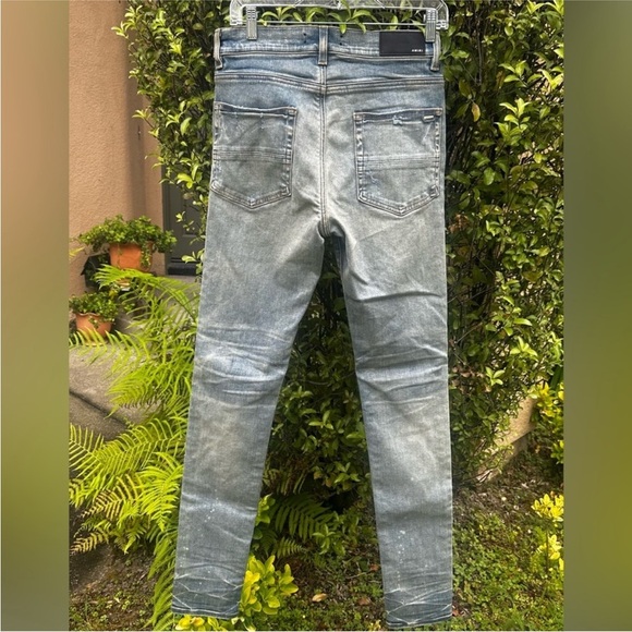 AMIRI MX1 Distressed Jeans Blue Bandana Paisley Patch Underlay Size 31 Like New! - Picture 4 of 16